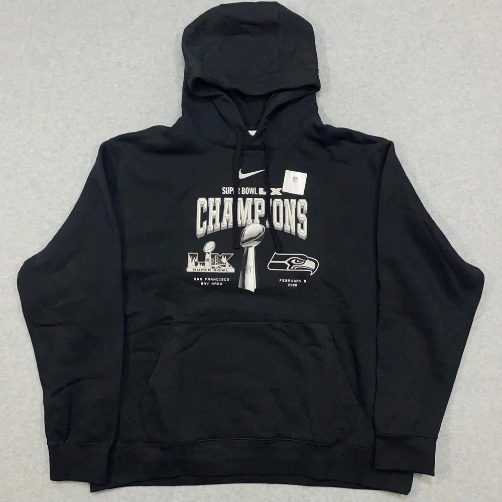 Nike Seattle Seahawks Super Bowl LX Champions Locker Room Men's 2XL Black Hoodie